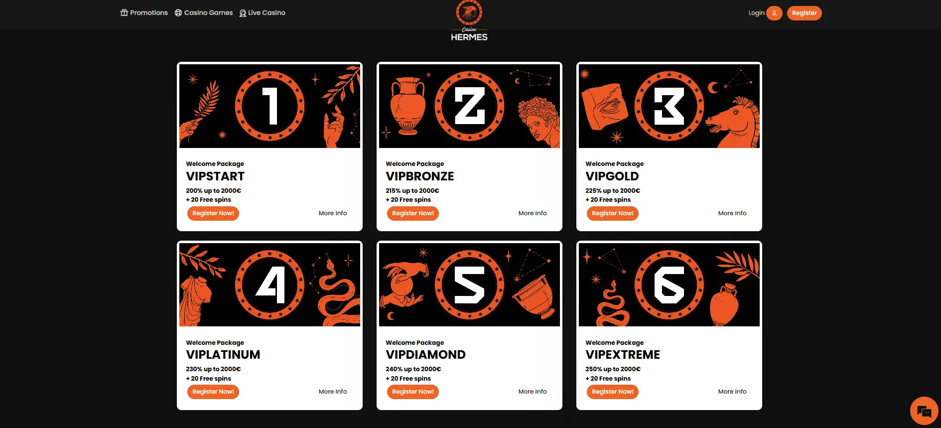 Welkomstbonuspakket Hermes Casino